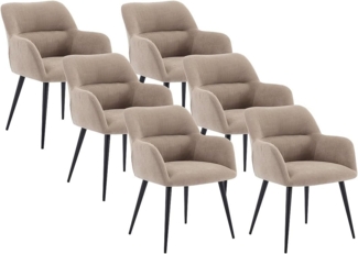 Vente-unique - Stuhl 6er-Set - Stoff & Metall - Beige - HEKA