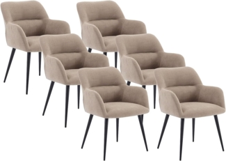 Vente-unique - Stuhl 6er-Set - Stoff & Metall - Beige - HEKA