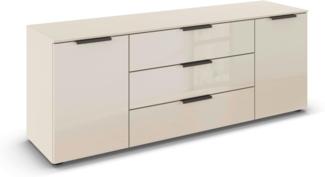 Rauch Möbel Flipp, Kommode für Schlafzimmer, Kinderzimmer, Wohnzimmer, Jugendzimmer, Flur, Garderobe, 2-türig, 3 Schubladen, mit Softclose-Funktion, Farbe Glas Beige, Breite 160 cm