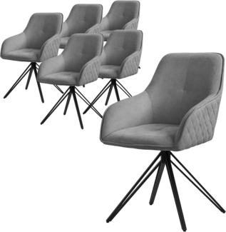 ML-DESIGN Polsterstuhl Esszimmerstuhl aus Textil Webstoff mit Metallbeine, 360° drehbar (6 St), Stuhl mit Rücken-& Armlehne Grau Küchenstuhl Wohnzimmerstuhl