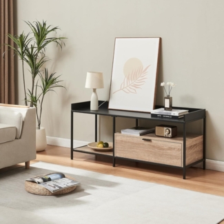 Fernsehtisch Belana 120x40x54 cm Schwarz/Eicheoptik [en. casa]