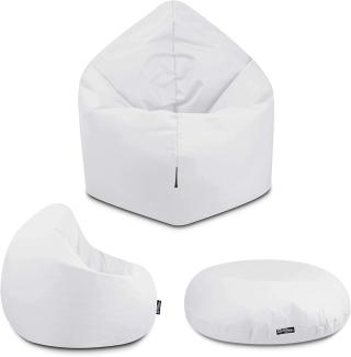 BuBiBag - 2in1 Sitzsack Bodenkissen - Outdoor Sitzsäcke Indoor Beanbag, Weiß, Ø 125,0 cm