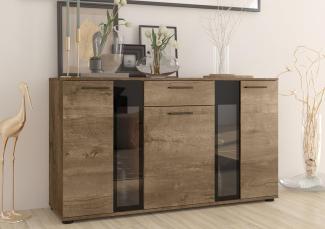 Furnix Anrichte Sideboard SARAI mit Glastüren, 1 Schublade, 3 Türen, B140,4 x H80 x T40,2 cm