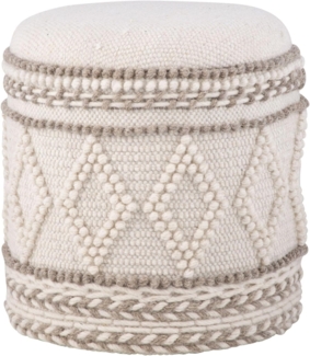 Sitzhocker mit Stauraum Boho Design Stoff Ø40xH45cm gepolstert Wohnzimmer Schlafzimmer