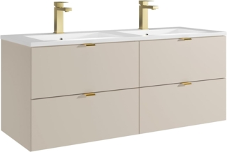 Vente-unique - Hängender Badezimmerschrank mit Einbauwaschbecken und Wasserhahn – Beige – 120 cm – LAVENA