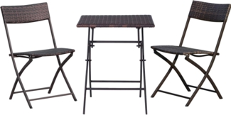 Outsunny Sitzgruppe Essgruppe Gartenmöbel Garnitur, (Balkonmöbel Set, 3-tlg, Bistroset), Braun 60 x 60 x 72 cm