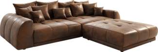 Delife 'Violetta' Big-Sofa, Mirkofaserstoff, 310 x 135 x 62 cm, Braun, mit Hocker
