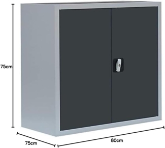 Stahl-Aktenschrank Metallschrank abschließbar Büroschrank Stahlschrank Lichtgrau/Anthrazit 750 x 800 x 383 mm 530308