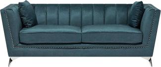 3-Sitzer Sofa Samtstoff blau-grün GAULA