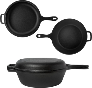 osoltus Kombi Topf 2 in 1 aus Gusseisen 26cm Bräter & Bratpfanne als Deckel
