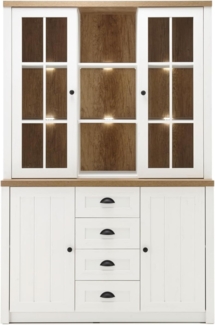 Buffetschrank Seyne in weiß Pinie und Eiche Landhaus 130 cm