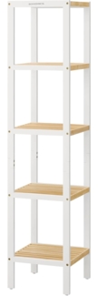 SONGMICS Badezimmerregal, Badregal, Küchenregal, Schuhregal mit 5 Ebenen, Standregal aus Bambus, 33 x 33 x 146 cm, für Bad, Wohnzimmer, Flur, Küche, wolkenweiß-naturbeige BCB055N01
