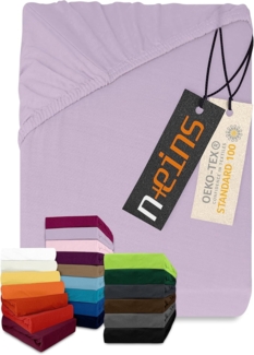 npluseins klassisches Jersey Spannbetttuch - vielen Farben + Größen - 100% Baumwolle 159.192, 140-160x200 cm, Flieder