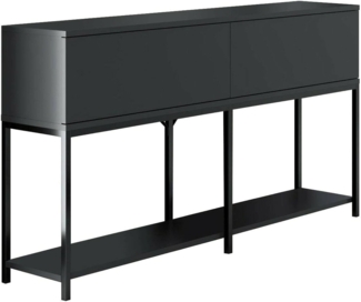 Dmora - Kommode Altair, Wohnzimmerbuffet, Wohnzimmer-Sideboard, Moderne Küchen-Speisekammer, 150x30h80 cm, Anthrazit und Schwarz