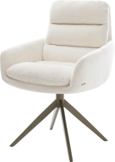 Drehstuhl Abelia-Flex mit Armlehnen Bouclé Soft Beige Kreuzgestell breit Effektfinish Titan 360° drehbar Wippfunktion