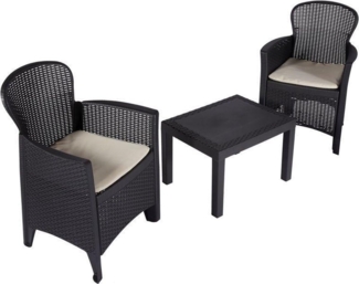 ProGarden 3-tlg. Garten-Set mit Kissen Akita Anthrazit 442181
