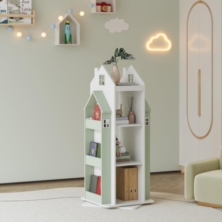 Drehbares Kinderregal Vipsali 108x40x40 cm Mintgrün/Weiß [en. casa]