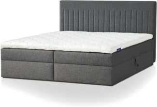 Traumnacht Boxbett Nizza mit praktischem Stauraum, mit 7-Zonen Tonnentaschenfederkernmatratze (H3) und Komfortschaumtopper, Leichter Aufbau, 140x200, dunkelgrau