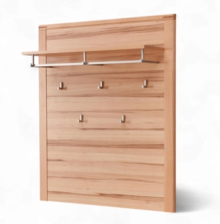 Stella Trading Nature ONE Garderobenpaneel in Kernbuche Teil-massiv FSC-Zertifiziert - Moderne Hutablage mit Wandhaken - 90 x 110 x 29 cm (B/H/T)