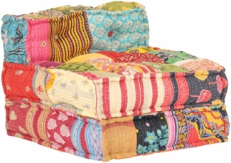 vidaXL Pouf Modular Sitzpouf Sitzpuff Sitzhocker Bodenkissen Sitzkissen Ottomane Hocker Chaiselongue Patchwork Sitzmöbel Stoff 60 x 70 x 51 cm