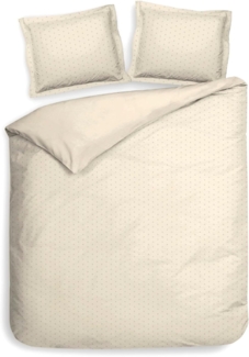 Heckett and Lane Bettwäsche Punto 1 Bettwäsche 200x220 cm mit 2 Kopfkissen 60x70 cm 100% Baumwolle Mako-Satin Off-White