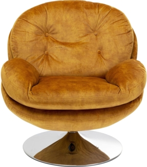 Kare Design Drehsessel Cosy, Amber, Sessel, Polstersessel, Samtoptik, Stahl Fuß, 360 Grad drehbar, Retro Look, 84 x 81 x 83 cm (H/B/T)