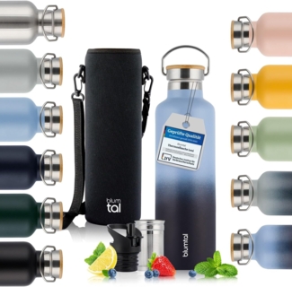 Blumtal Thermoflasche Thermosflasche 1L - doppelwandige Flasche Edelstahl 1L - BPA frei