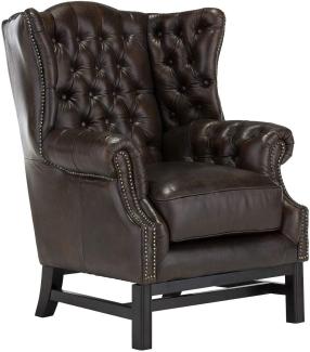 Ohrensessel Chesterfield Kingsfield Echtleder braun