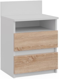 Vicco Nachtschrank Monty, Weiß/Sonoma, 32.3 x 59.1 cm mit 2 Schubladen
