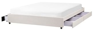 Bett mit Schubladen ohne Kopfteil Stoff PRADES 180 x 200 cm Hellbeige