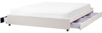 Bett mit Schubladen ohne Kopfteil Stoff PRADES 180 x 200 cm Hellbeige