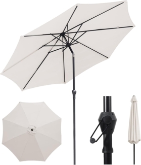 Sekey Sonnenschirm ø 300 cm Alu Gartenschirm Rund, Marktschirm Knickbar, mit Kurbel, LxB: 300x300 cm, Windfester, Neigungswinkel, für Balkon Garten, Sonnenschutz UV 50+