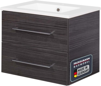 FACKELMANN B.PERFEKT Waschbecken mit Unterschrank 62 cm breit, Anthrazit, Waschbecken Keramik Weiß