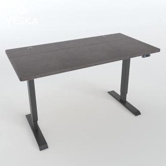 Höhenverstellbarer Schreibtisch (140x70 cm) - Sitz- & Stehpult - Bürotisch Elektrisch Höhenverstellbar mit Touchscreen & Stahlfüßen (Anthrazit/Stein-Anthrazit)