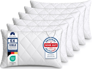 Gentle North Kopfkissen (50x70 cm groß) - 6er Set Kissen für Bett und als Dekokissen - Mit Reißverschluss für Füllung - Sofakissen - Zierkissen für Couch und Sofa - Ökotex - Waschbar bis 60° - Weiß