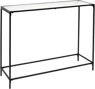 HOME DECO FACTORY HD7194 Konsolentisch, Textur, für Eingangsbereich, Flur, Metall Hartglas, Schwarz-Glas, 100 x 77 x 35 cm