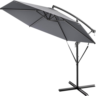 Kingsleeve Sonnenschirm Ø 330cm mit UV-Schutz 80+ Schutzhülle Kurbel Windsicherung Ampelschirm Anthrazit