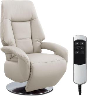 Cavadore Ledersessel Edinburgh / Fernsehsessel mit elektrisch verstellbarer Relaxfunktion / 2 E-Motoren / 74 x 114 x 77 / Echtleder: weiß
