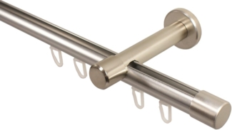 iso-design Gardinenstange Innenlauf 20 mm 1-läufig Endstück Kappe Wandabstand 8 cm, Ø 20 mm, 1-läufig, Fixmaß, Wandmontage, Aluminium, Innenlaufprofil mit Metallsäge kürzbar 3.9 (17)