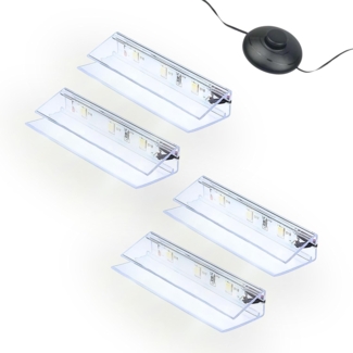 kalb LED Glaskantenbeleuchtung LED Glaskantenbeleuchtung Clip Set 3000K/5000K Transparent Plug & Play, 4er Set kaltweiß