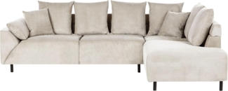 4-Sitzer Ecksofa Cord beige linksseitig LUNNER