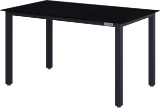 Casaria Aluminium Gartentisch 4 Personen 150 x 90 x 75 cm Höhenverstellbar 5 mm Sicherheitsglas Wetterfest Garten Terrasse Balkon Esstisch Schwarz