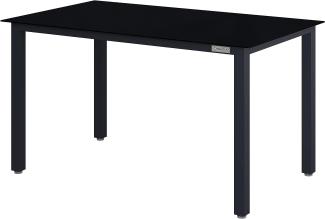 Casaria Aluminium Gartentisch 4 Personen 150 x 90 x 75 cm Höhenverstellbar 5 mm Sicherheitsglas Wetterfest Garten Terrasse Balkon Esstisch Schwarz