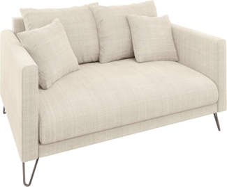 S-Style Möbel 2-Sitzer Sofa Harmony aus Chenille-Stoff mit Hohen Schwarzen Metallfüßen, mit Wellenfederung