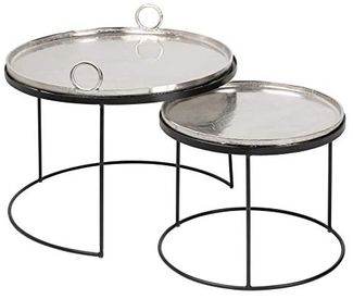 riess-ambiente Couchtisch ELEMENTS Ø65cm silber / schwarz (Set, 2-St), Wohnzimmer · Metall · rund · abnehmbare Tischplatte · Design