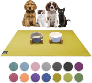 SanoZoo® - Napfunterlage, Öko-TEX - Made in Germany - rutschfeste Futtermatte für Hunde & Katzen, 40x60 cm Mangogelb