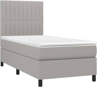 vidaXL Boxspringbett mit Matratze & LED Hellgrau 80x200 cm Stoff 3134989