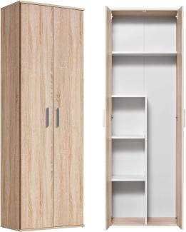 mokebo® Besenschrank 60CM Breite mit Staubsaugerfach 'Der Lange' moderner Mehrzweckschrank in Sonoma Eiche aus Holz, Schrank & Putzschrank | 60 x 180 x 34 (B/H/T in cm) | Braun