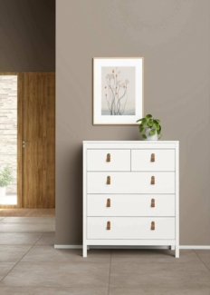 Dmora - Kommode Margo, Mehrzweckkommode, Schlafzimmerkommode, Schrank mit Schubladen, 82x48 h99 cm, Weiß