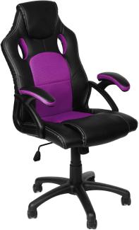 Gamer Stuhl Gaming Schreibtischstuhl Chefsessel Bürostuhl Ergonomisch, Lila, 9 Farbvarianten, gepolsterte Armlehnen, Wippmechanik, belastbar bis 150 kg, Lift TÜV geprüft, Panorama24